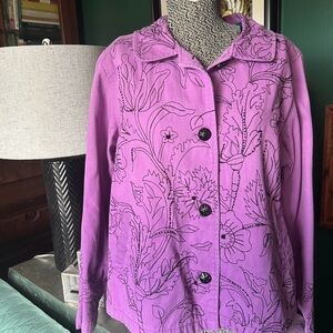 Choices Purple Floral Embroidered Women's Jacket